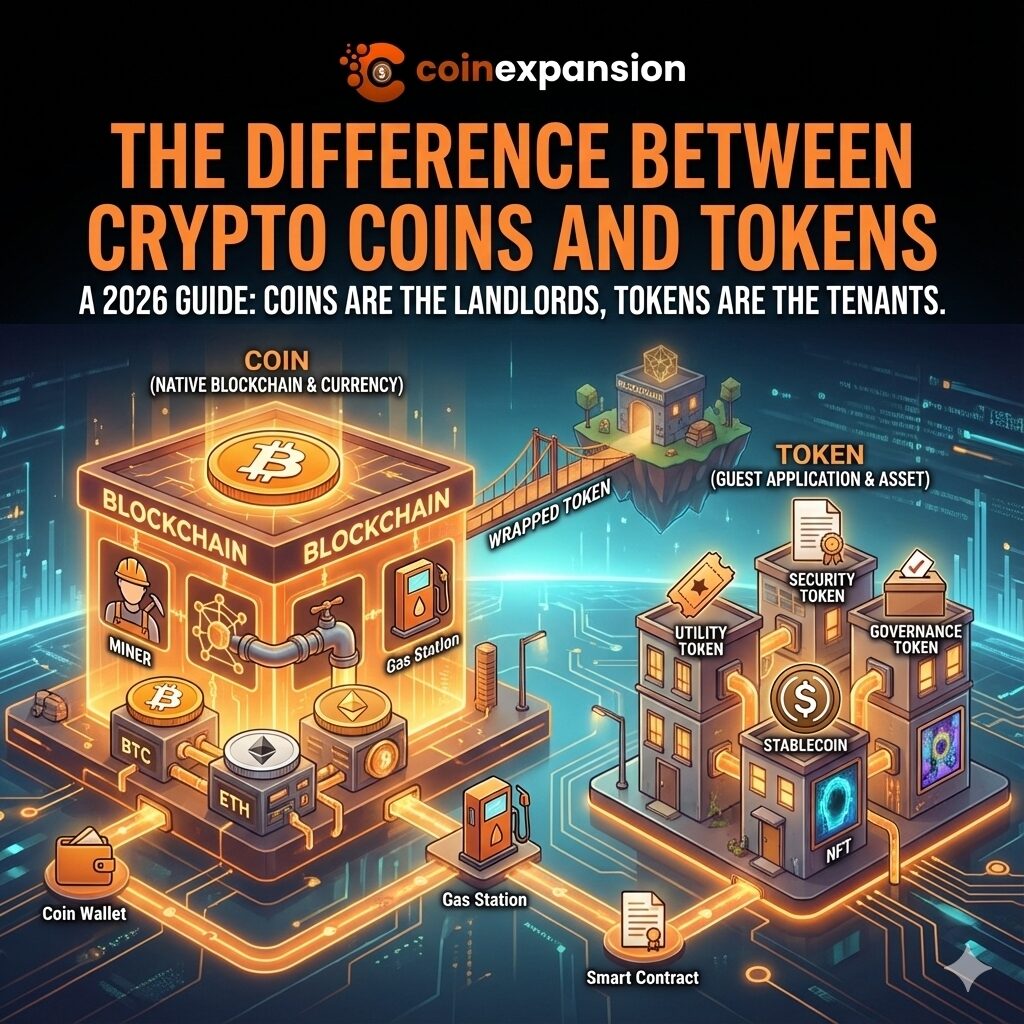 The Best Guide To The Difference Between Crypto Coins And Tokens (2026 Update)