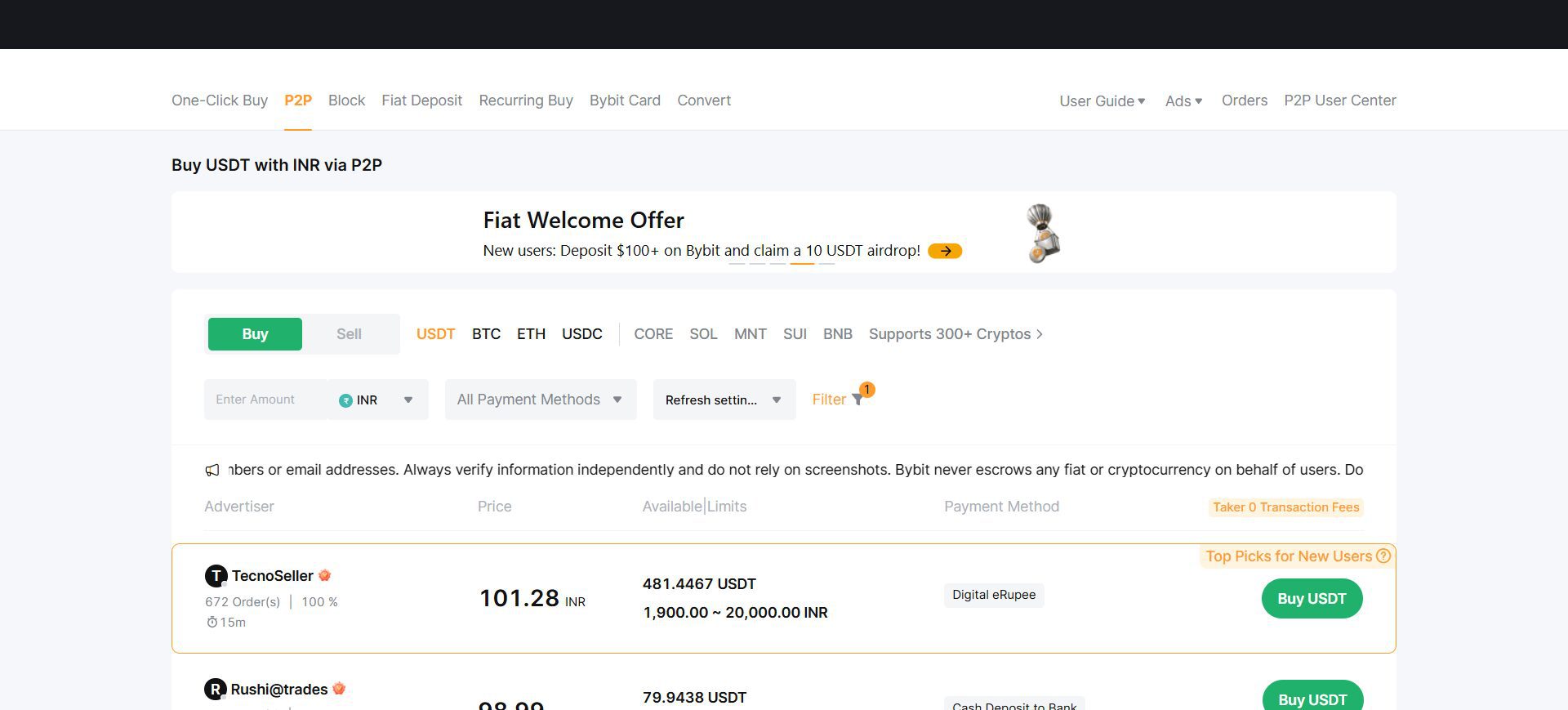 bybit one of the best p2p cryptocurrency exchange