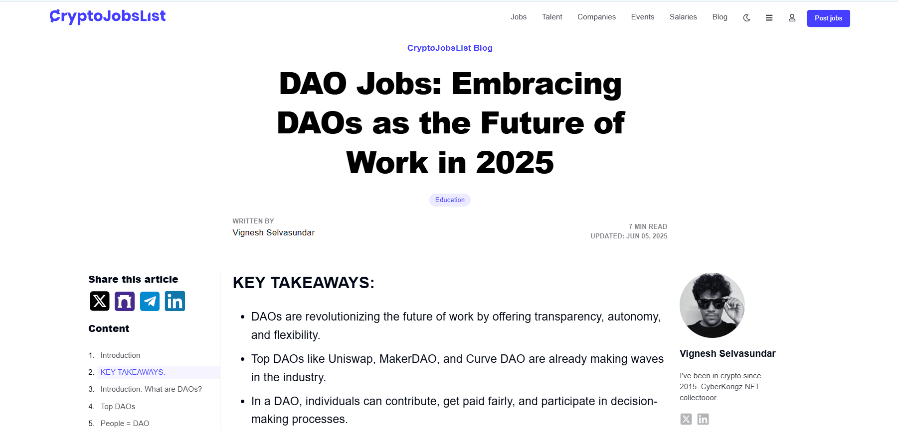 Working for DAOs