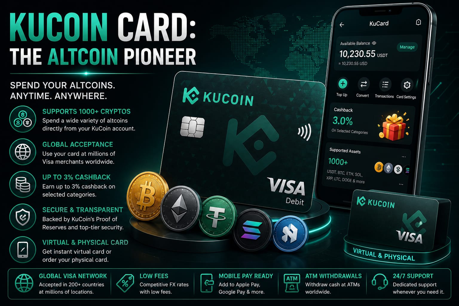 kucoin card supporting multiple altcoins
