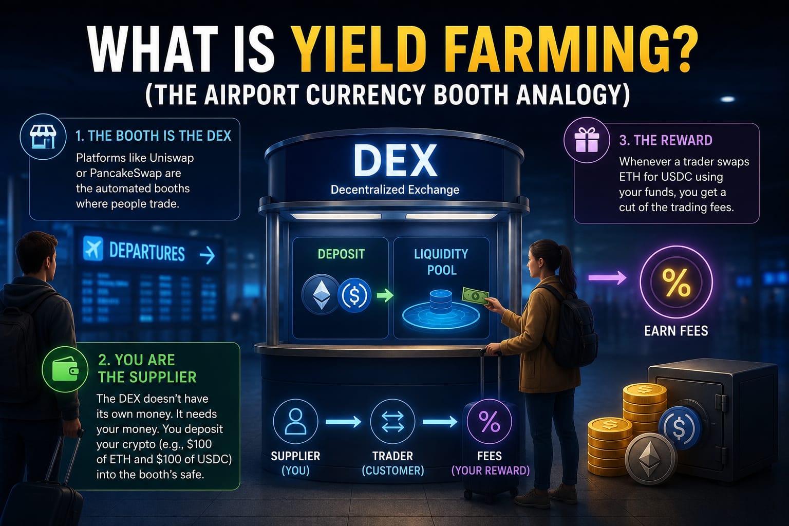 simple illustration explaining crypto yield farming