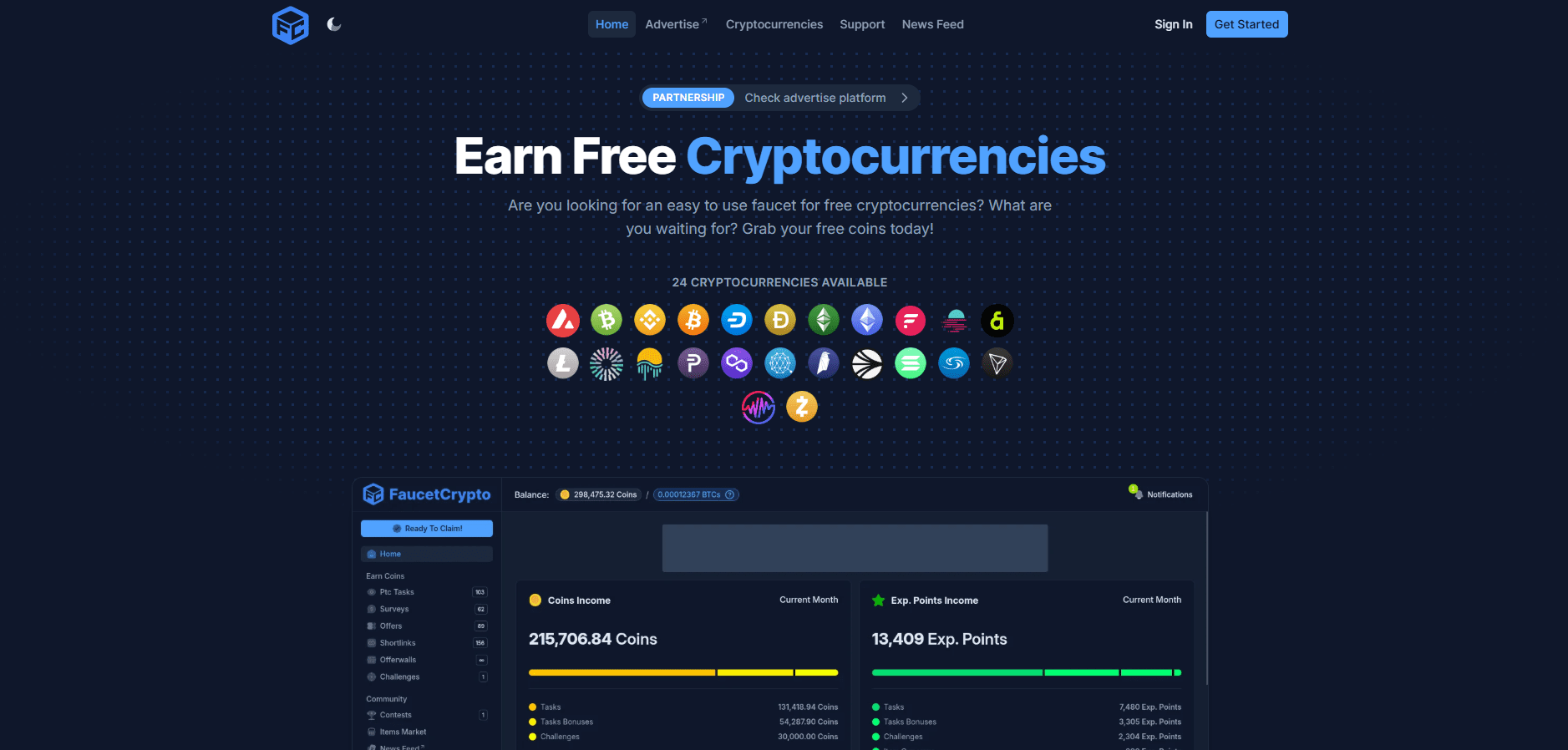 Crypto faucet offering free crypto rewards